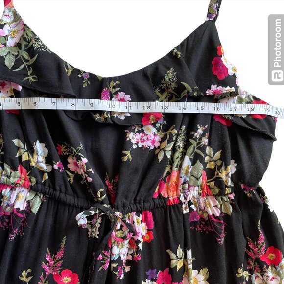 TORRID Black/Pink Floral Spaghetti Strap High-Low Sundress - Size 3 - Picture 8 of 9